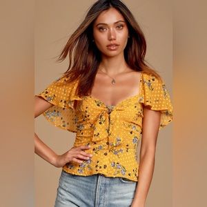 Astr the Label Karla Golden Yellow Floral Top